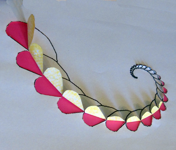 Paper sculpture using the Ghana horn fractal