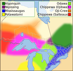 A map of the Great Lakes nations.