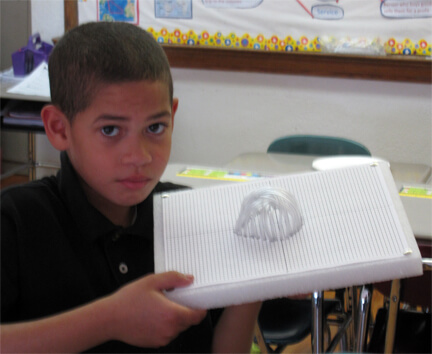 Step 2: Paste coordinate sheet to styrofoam, cut tubing to indicated lengths, and insert at specified endpoints.
