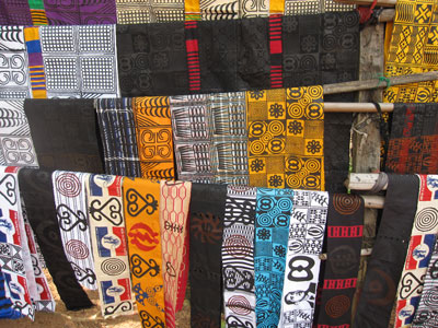 Adinkra cloth hanging on a wall