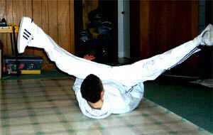 Performer executing the Backspin