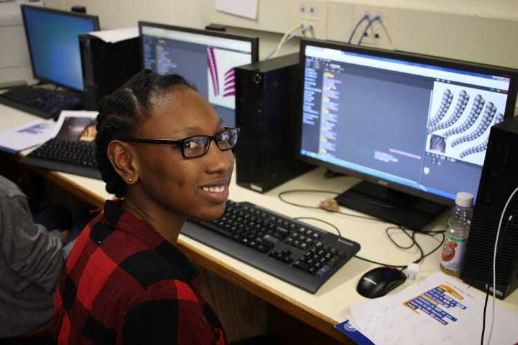 student working in CSDT