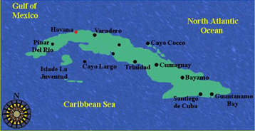 A map of Cuba