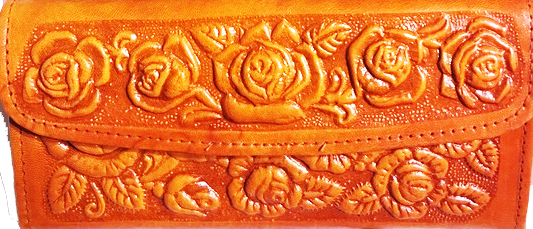Pouch with Mexican flower designs.