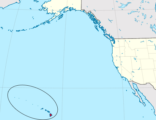 Hawaii is in the middle of the pacific ocean.