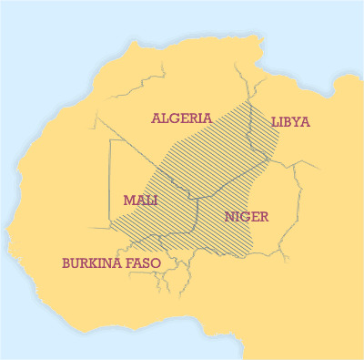 Where the Tuareg people live in Africa.